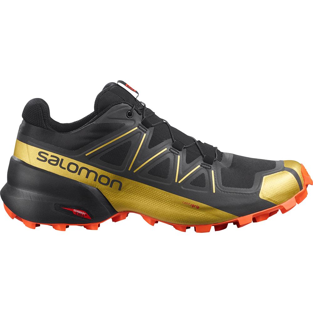 Salomon Singapore Mens Trail Running Shoes - SPEEDCROSS 5 GTS Black | 63874-PENF